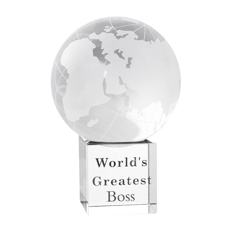 LONGWIN World's Greatest Boss 2.76" Crystal Globe Awards - Unique Gifts for Boss on Bosses Day, Birthday, Christmas, Thanks Giving Day - Image 1